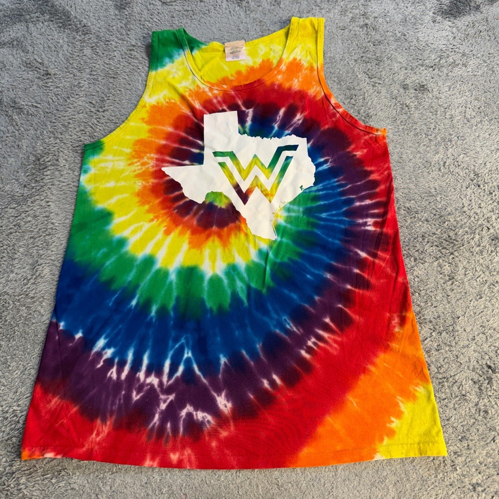Port & Company Texas Tie Dye Tank Top Large Camp Waldemar Rainbow Men Graphic
